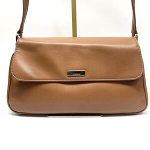 Liz Claiborne Vintage Brown Shoulder Bag Built In Wallet Canvas‎ Faux Leather